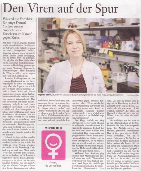 An article (in German) in the article series Vorbilder  Frauen, die uns gefallen about Angelika Riemer and her work at DKFZ.